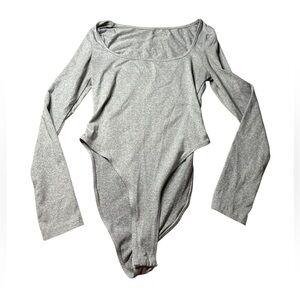 SHEIN gray long sleeve bodysuit